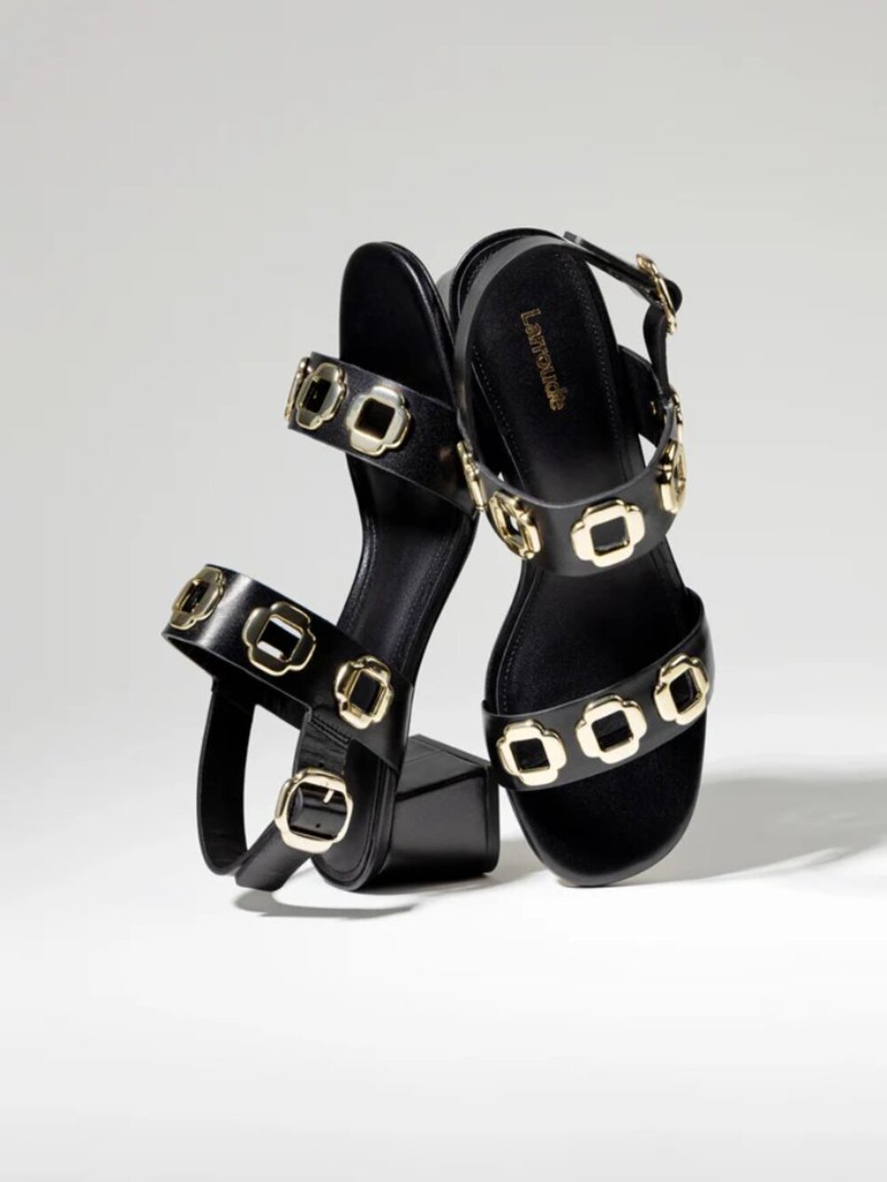 NWT/NIB Larroude Milan Sandal in Black Leather Size 8.5 - Picture 3 of 13